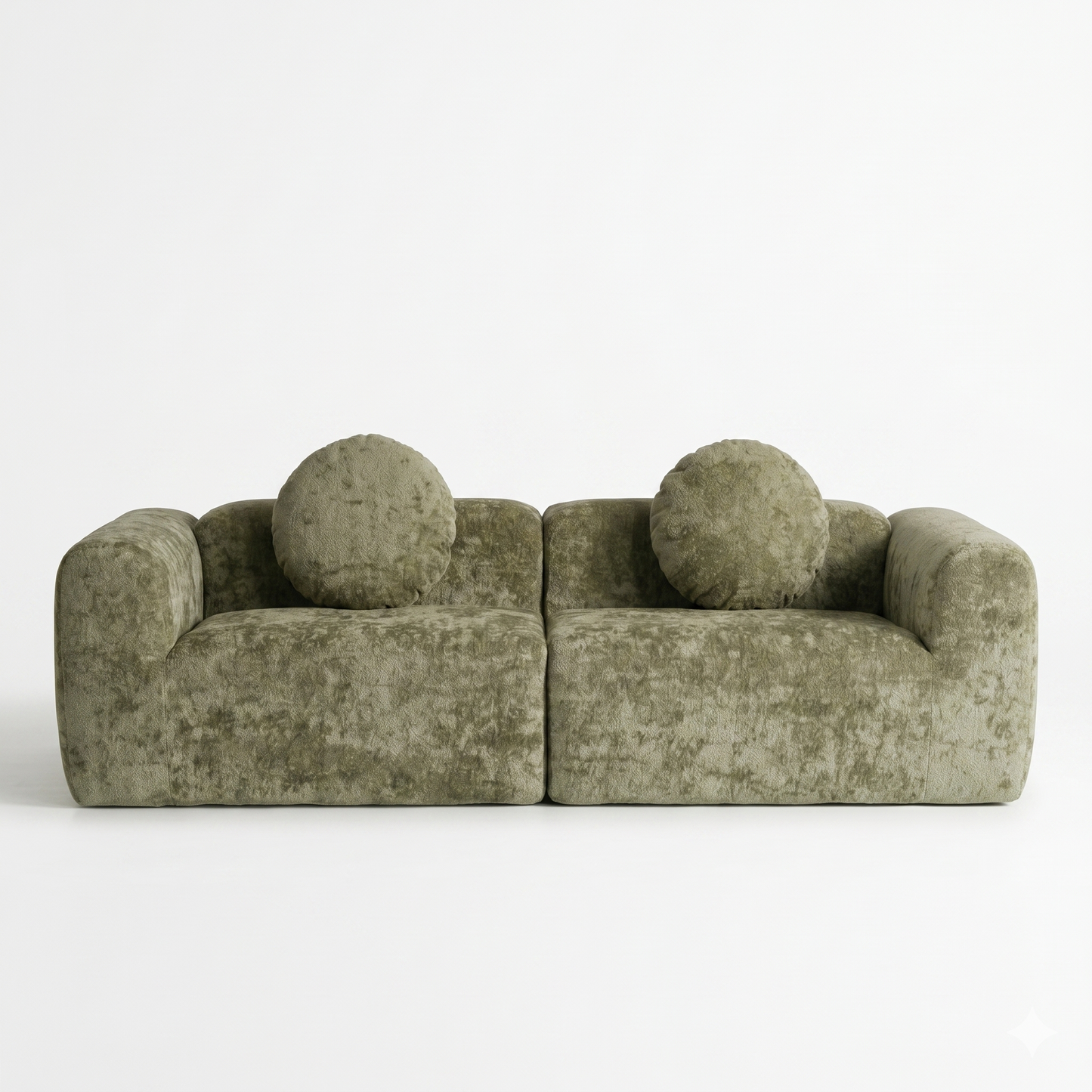 Canapé Compressé 2 Places Velours Chenille — Formes Rondes Design