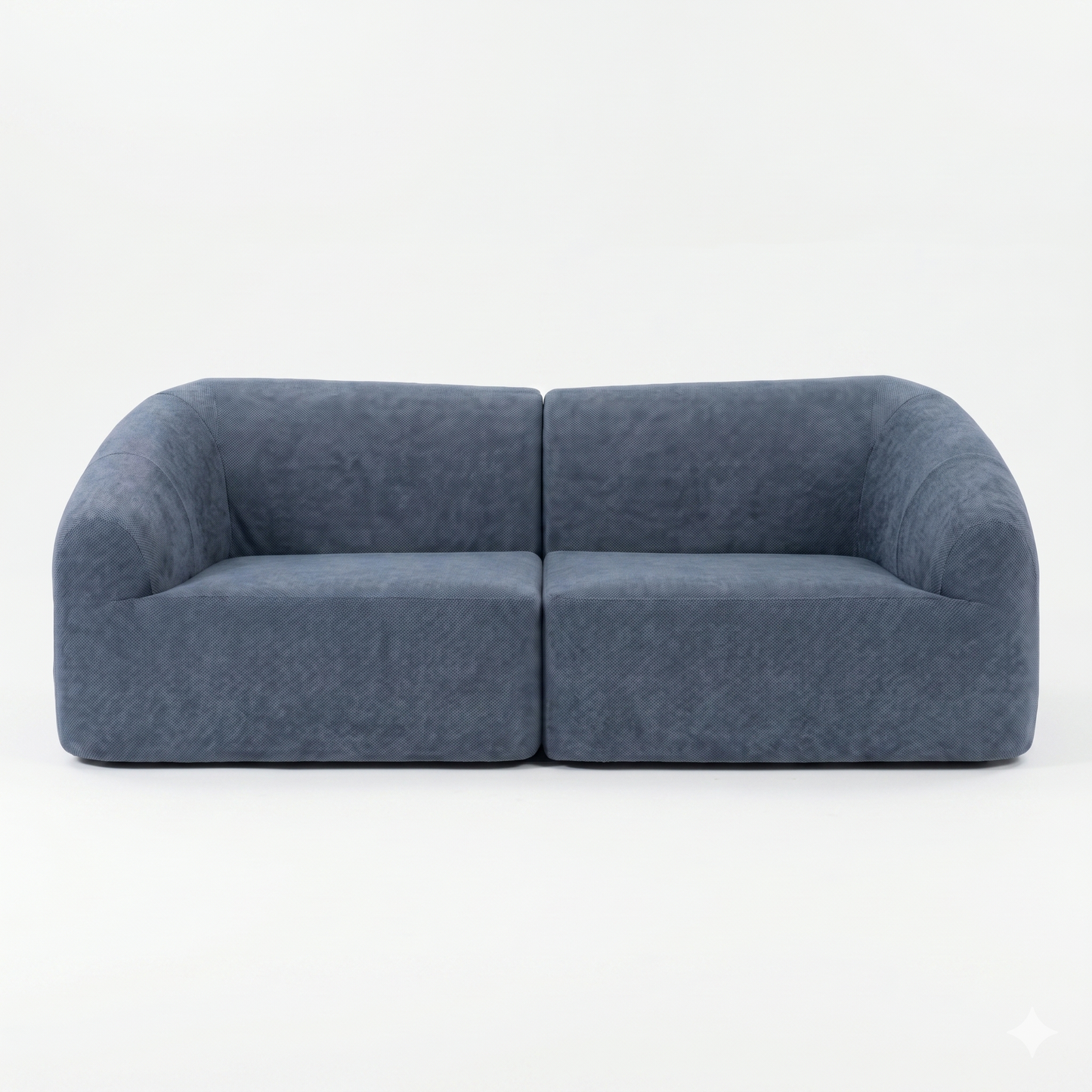 Canapé Compressé 2 Places Velours Bleu Acier — Formes Enveloppantes