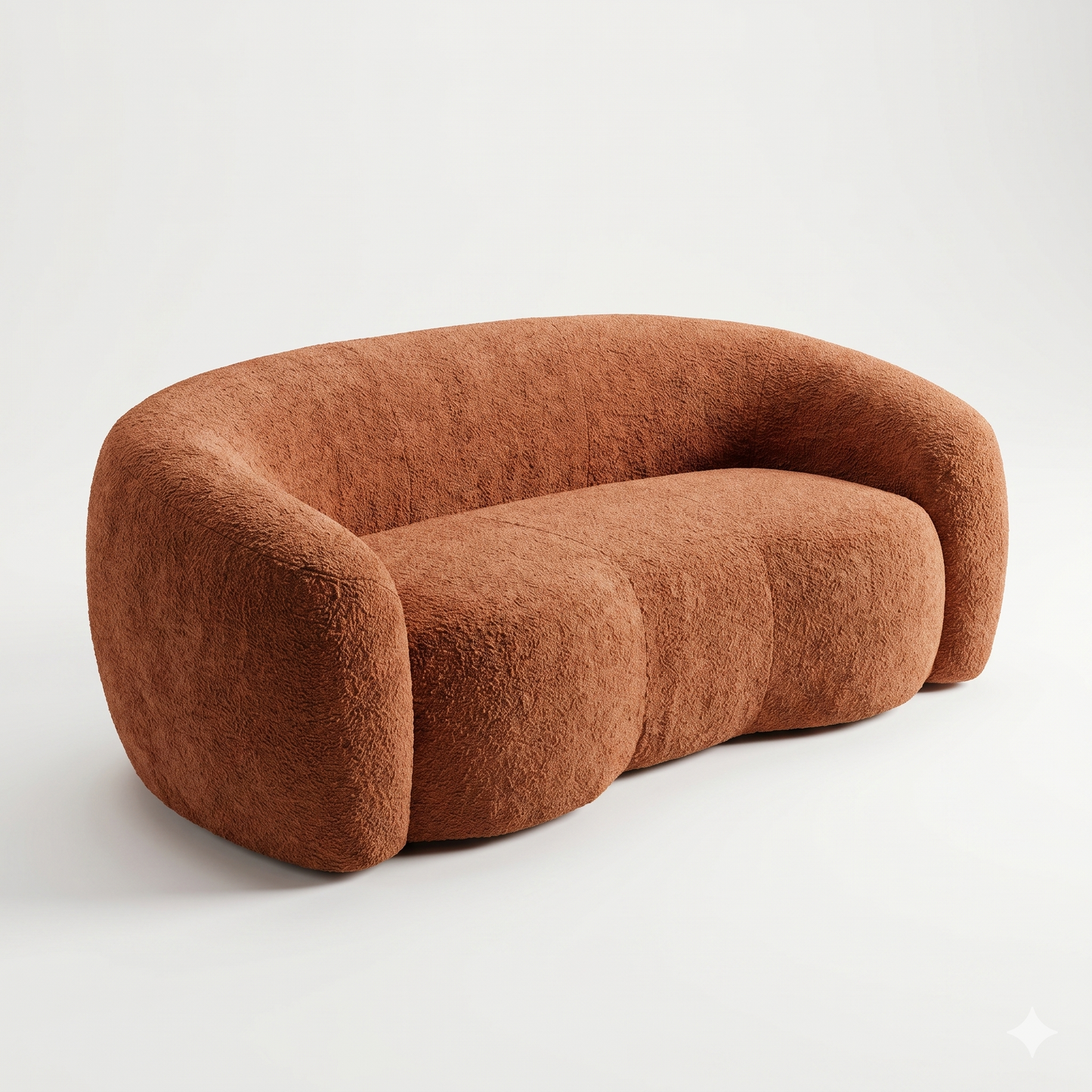 Canapé Compressé 2 Places Forme Courbe Terracotta — Design Sculptural