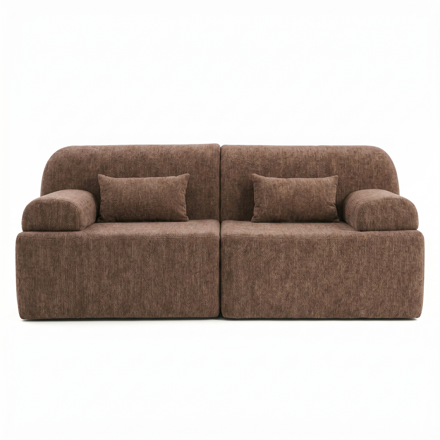 Canapé Compressé 2 Places Bouclette Taupe — Accoudoirs Arrondis