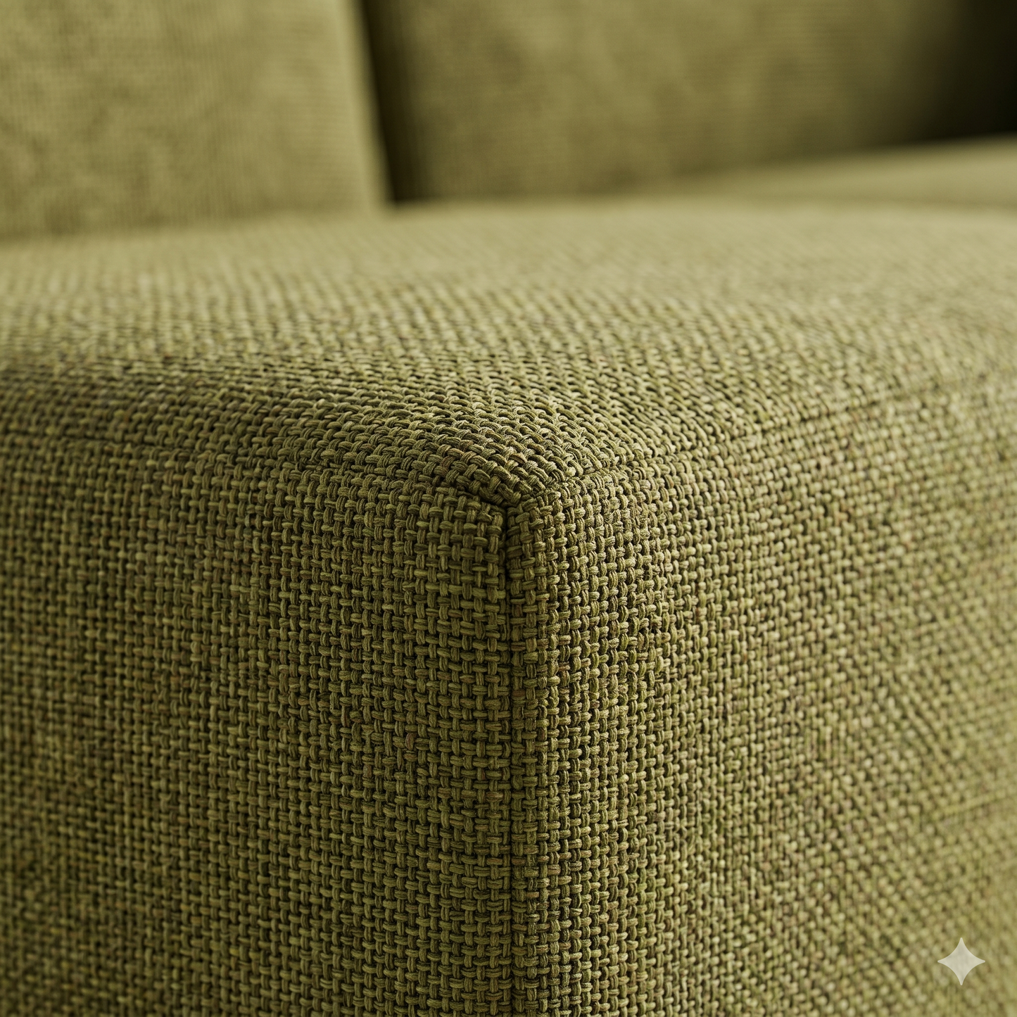Canapé d'Angle Compressé 3 Places + Pouf Velours Olive — Modulable