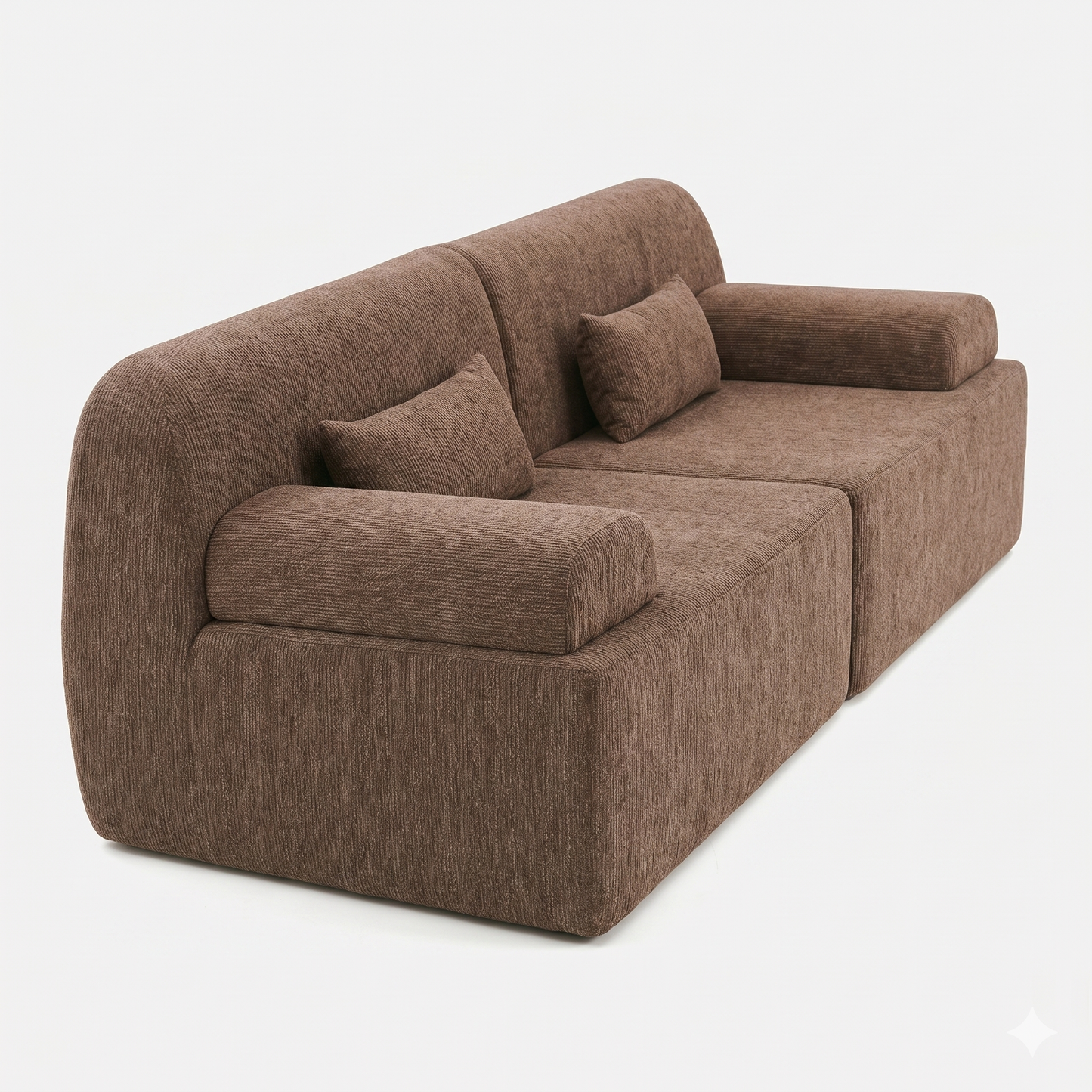 Canapé Compressé 2 Places Bouclette Taupe — Accoudoirs Arrondis