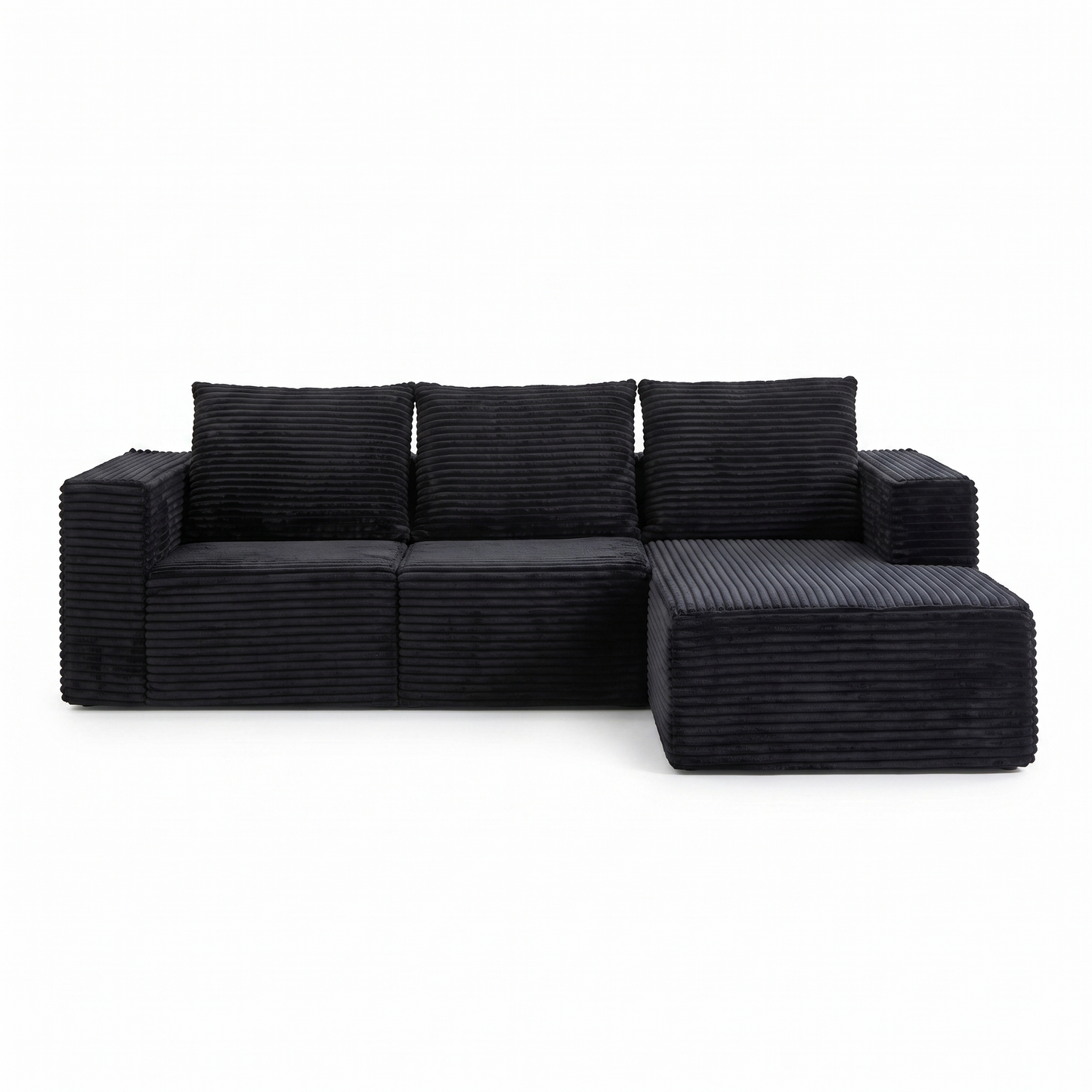 Canapé d'Angle Compressé Velours Côtelé avec Méridienne — 3 Coloris
