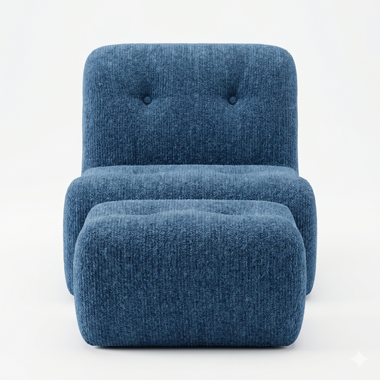 Fauteuil Lounge Compressé Bouclette avec Pouf — Confort Absolu